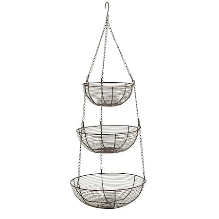 Woven Wire Hanging Basket - Bronze